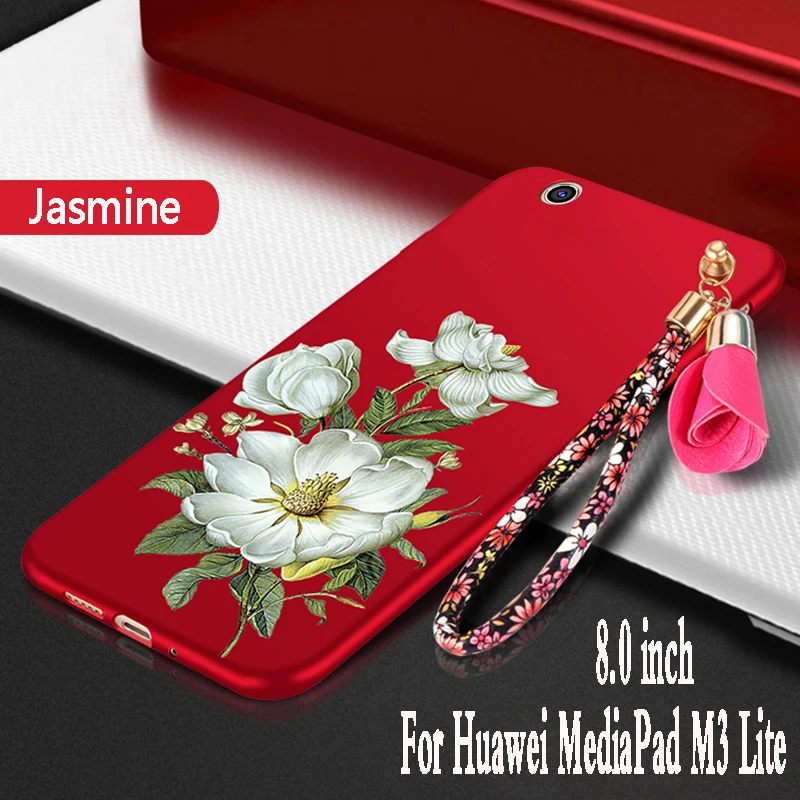 For Huawei mediapad m3 lite 8 case silicone 3D Flower funda protection phone Mediapad M3 CPN-W09 AL00 8.0&quot Cover |