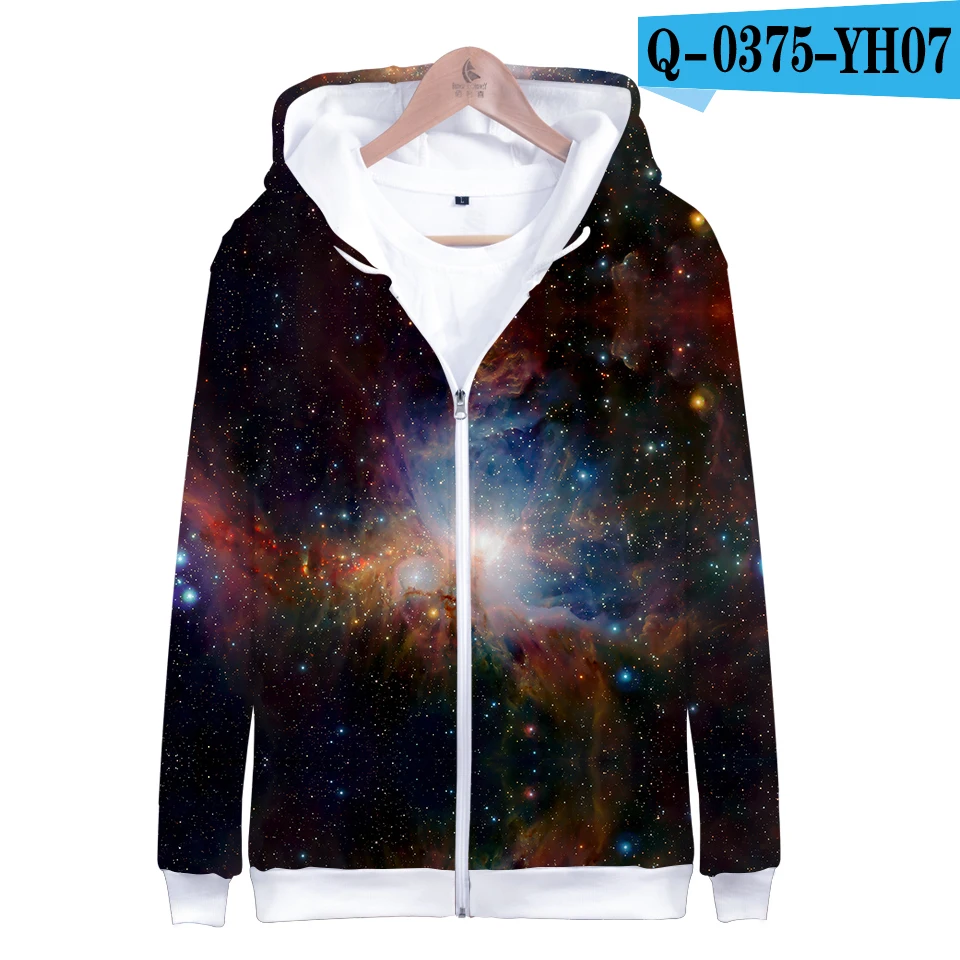 as picture Aikooki Space Galaxy Zipper Hoodies Men/Women Sweatshirt Hoody Stars Of Space Galaxy Hooded Boy/Girls Autumn Winter Polluver Top - Цвет: as picture