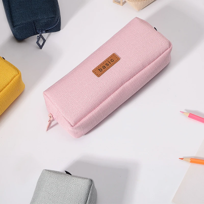 Kawaii Canvas Large Capacity Pencil Case School Supplies Simple Candy Color Stationery Box Storge Gifts Tools | Канцтовары для
