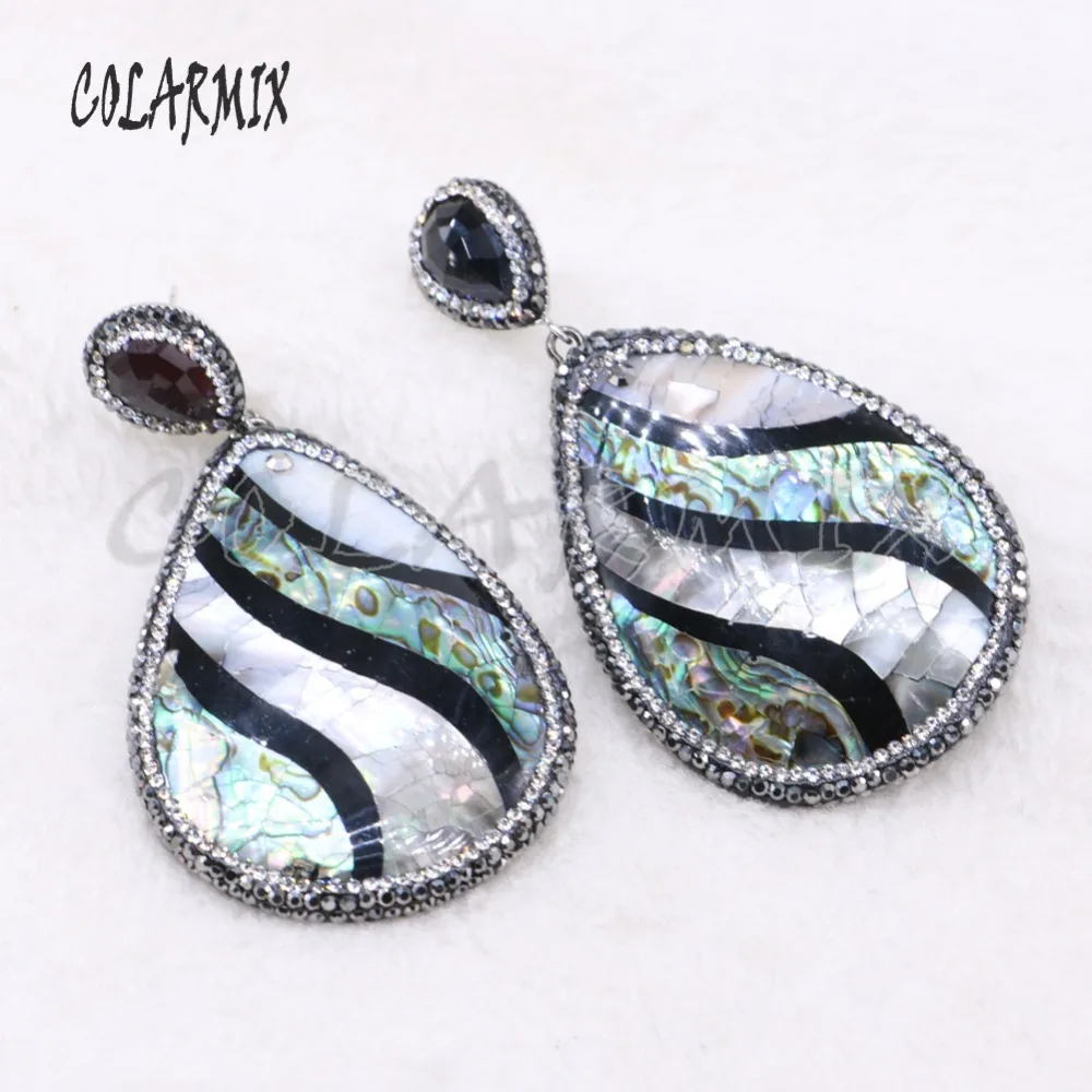 Natural shell stone drop shape earrings abalone fashion jewelry Big gift for lady3880 | Украшения и аксессуары