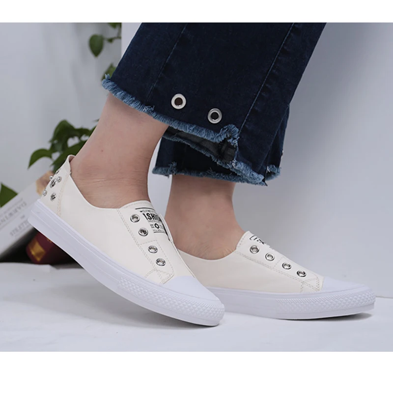 SHUANGFENG 2018 Spring Fashion Rivet White Shoes Women Sneakers Leather Flats for Woman Ladies Casual zapatos mujer | Обувь
