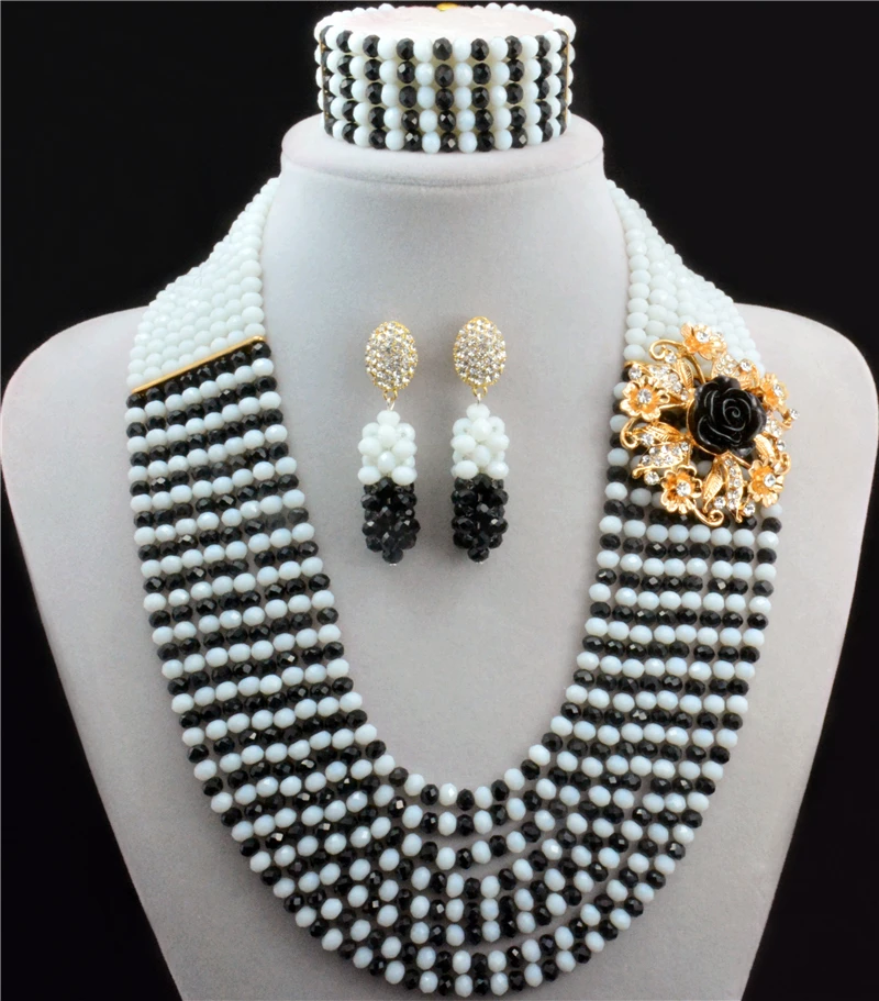 Комплект ювелирных изделий из африканских бусин в нигерийском стиле черный