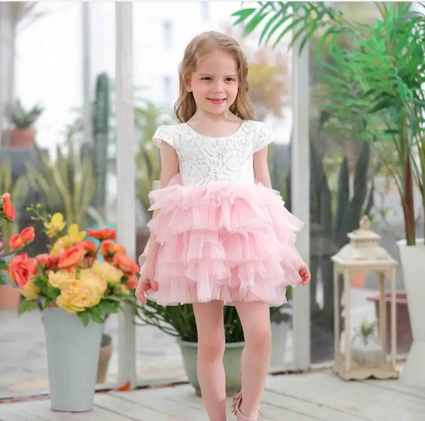 2019 New Children Baby Lace Cake Mesh Summer Dresses Girls Princess Fairy Party Dance Dress 6 pcs/lot Wholesale | Детская одежда и