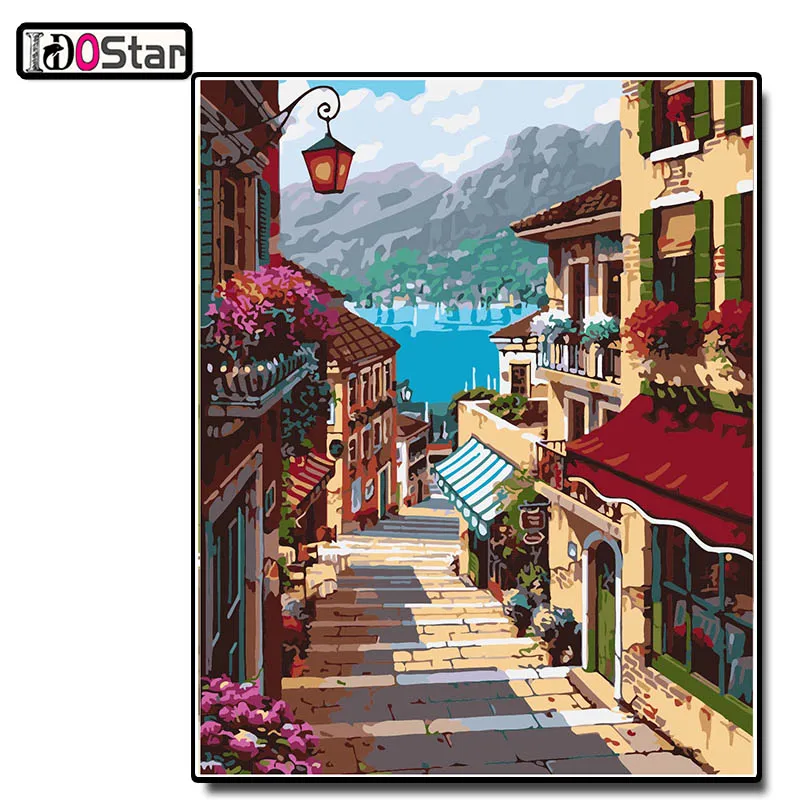 Романтическая гавань город сделай сам живопись по номерам пейзаж холст домашний