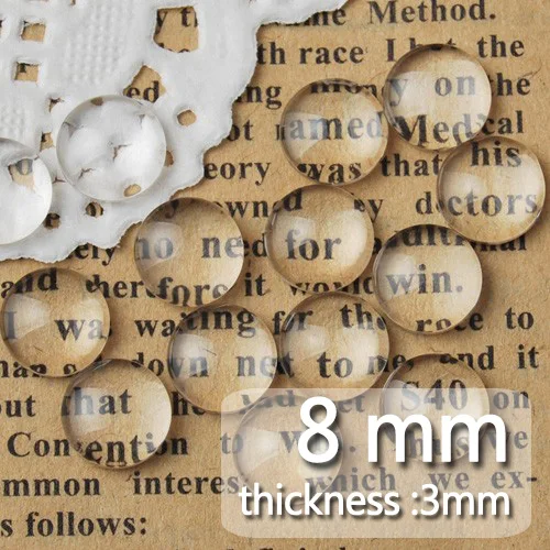 8 мм круглый плоский задний прозрачный стеклянный кабошон верхний уровень