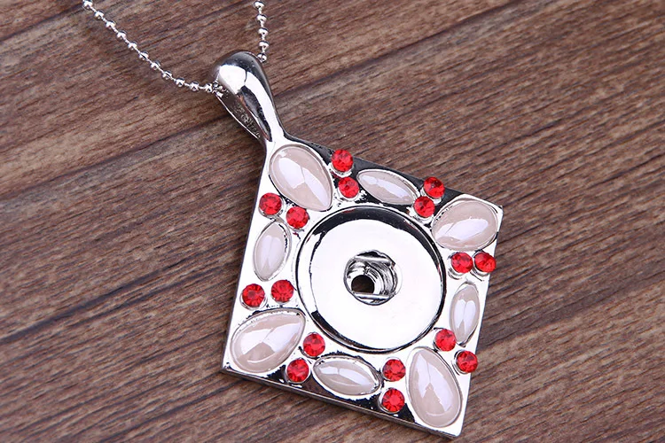 Новинка квадратные красные стразы ожерелье с подвеской 18 мм 20 кнопки модные