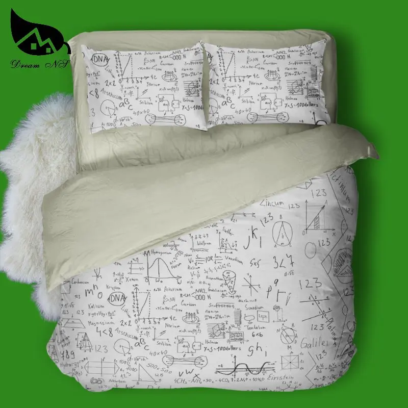 Beige Dream NS GEEK математика химия и химические уравнения детская комната комплект постельного белья черный и белый минималистский пододеяльник - Цвет: Beige