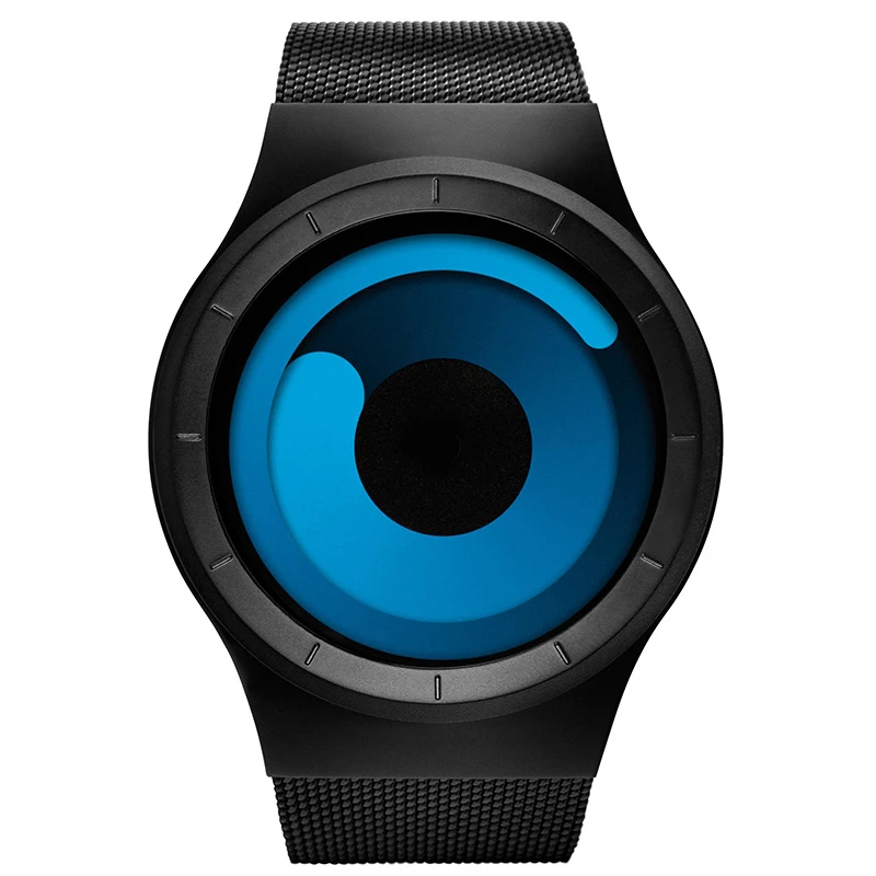Blue black SINOBI Креативные мужские спортивные часы с сетчатым ремешком из нержавеющей стали, роскошные кварцевые мужские часы, водонепроницаемые мужские часы - Цвет: Blue black