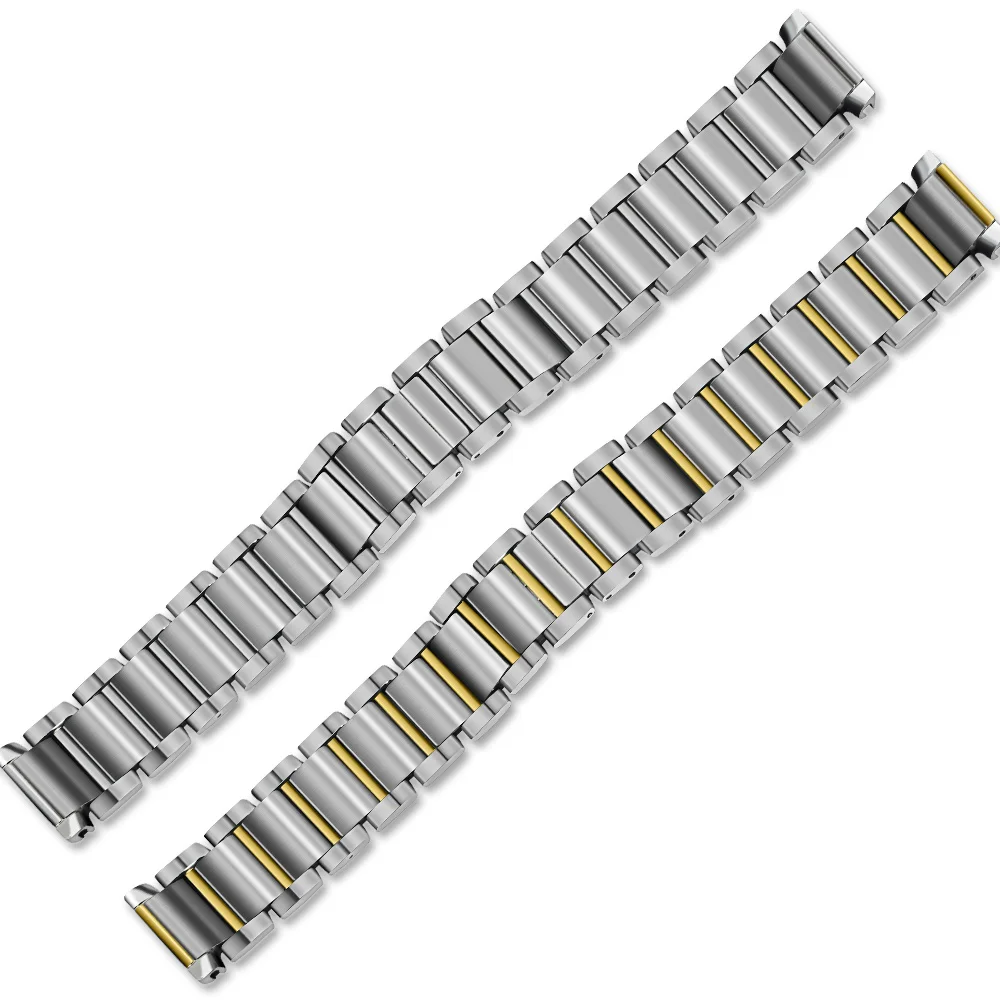 Ремешок из нержавеющей стали для часов Cartier-TANK series 15 мм 20 мм застежка-бабочка ремешок петля наручный ремень браслет скрытая застежка серебро