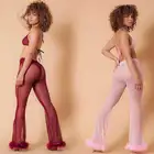 Женские прозрачные широкие брюки, прозрачные брюки из искусственного меха с высокой талией для ночного клуба, 2019