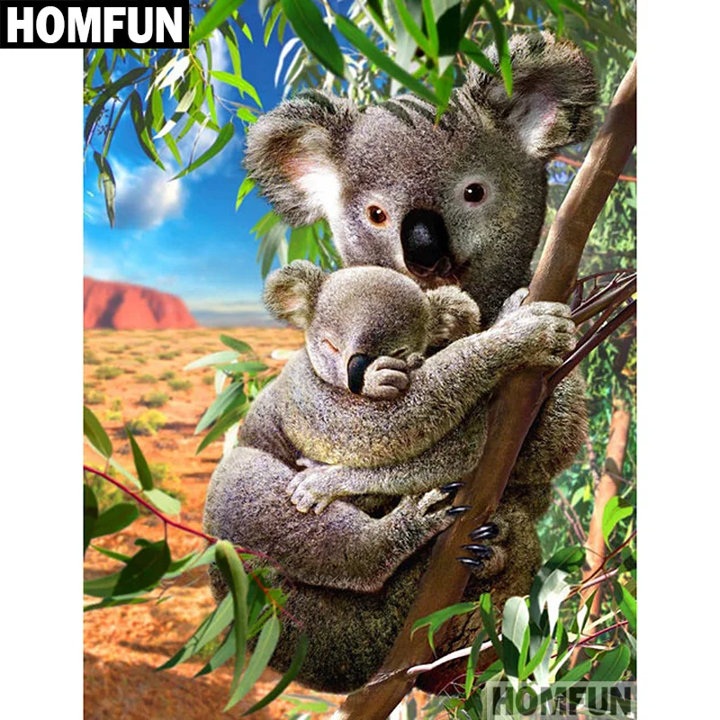 Алмазная живопись HOMFUN A00542 картина коала с полными квадратными/круглыми стразами