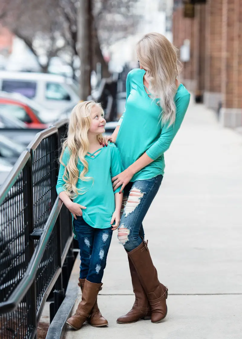 Комплект одежды для мамы и дочки pudcoco Новые поступления футболка с длинными