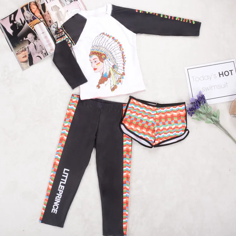 Новые Девушки Купальник Комплект из 2 предметов комплект бикини + рубашка детский