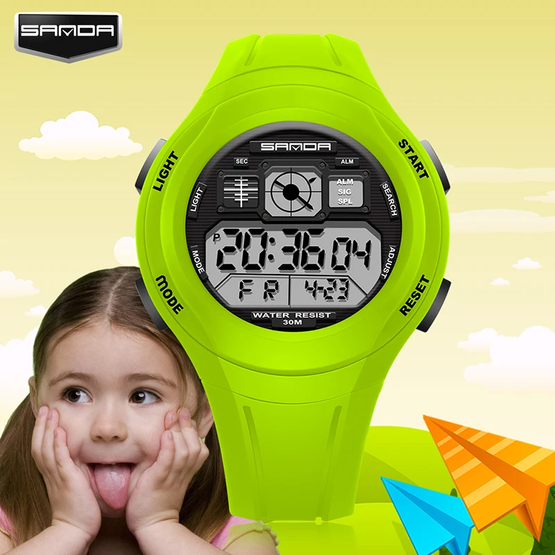 SANDA Top Brand Digital Kids Watch Sport LED Electronic Kid Wristwatch Children Clock Rubber Band Sports Montre Enfant | Наручные часы