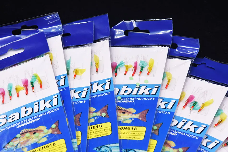 JYJ 1 упаковка artfical rubber sabiki набор рыболовных крючков для соленой воды мягкая