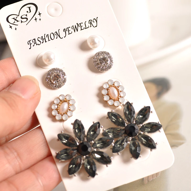 Hot sell fashionable gorgeous women jewelry girl birthday party beautiful pearl stud pin suit flower earrings agent shipping | Украшения и