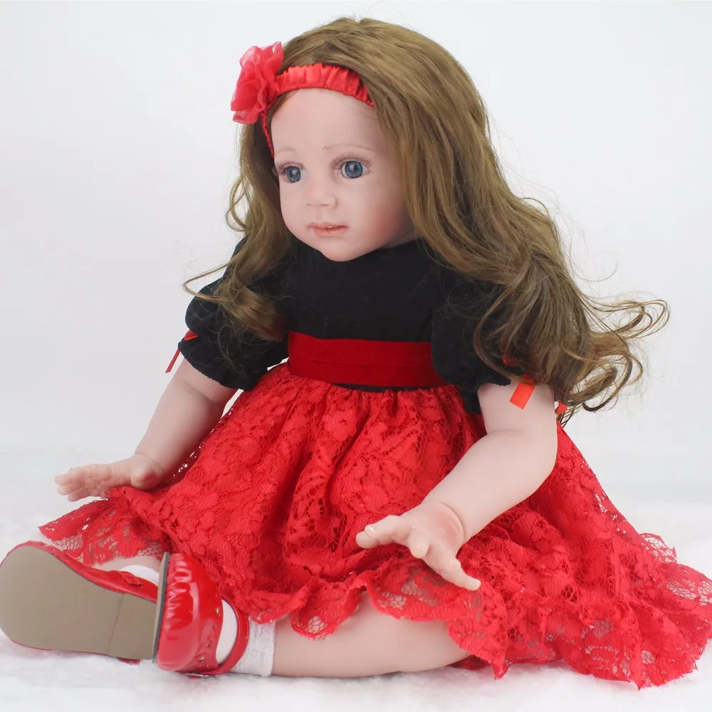 

NPK DOLL 60cm big size reborn toddler princess Silicone vinyl adorable Lifelike Bebe Bonecas reborn girl toys gift