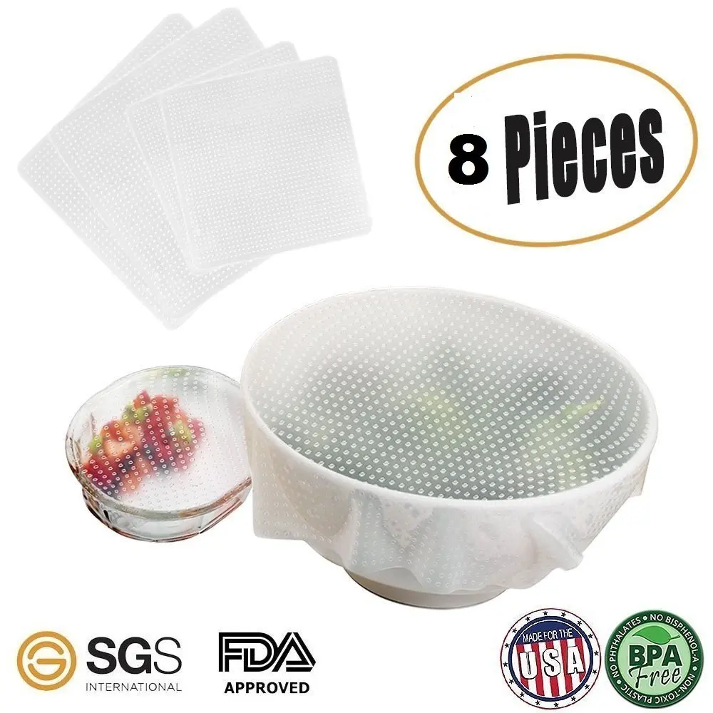 

Высококачественный набор из 8 силиконовых герметичных крышек для чашек и Растягивающихся продуктов, пластиковая обертка для сохранения св...