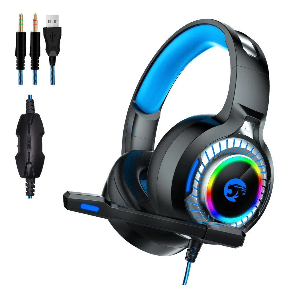 Игровые наушники A66 стерео игровая гарнитура мягкие с микрофоном RGB светодиодная