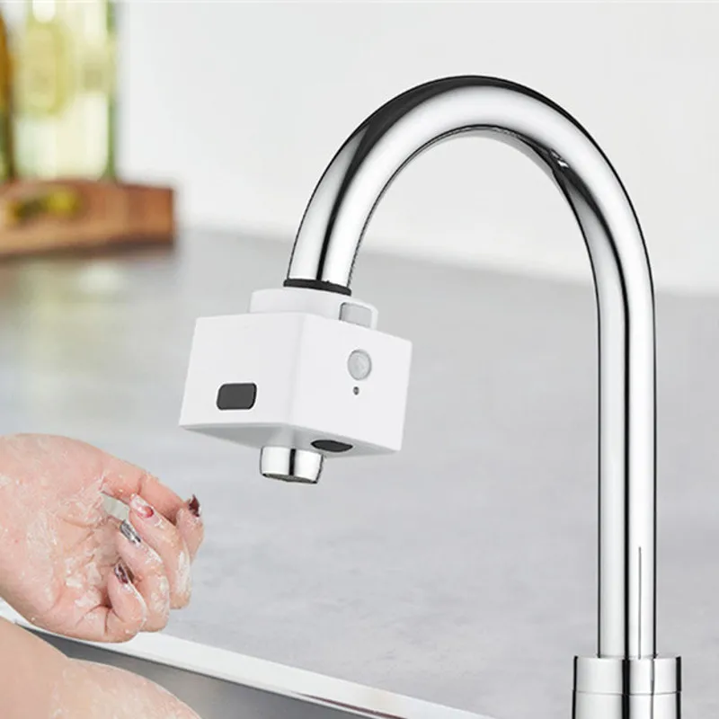 Умный двойной индукционный кран, фильтр для воды, экономия воды, кухонный инфракрасный датчик, кран без прикосновения, автоматическое устройство для удаления воды