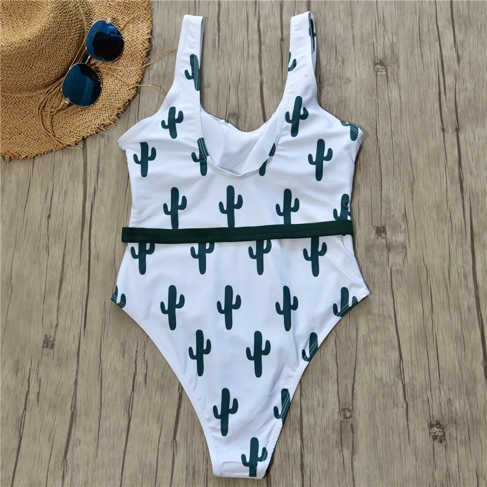 Женский купальный костюм с пряжкой сексуальный принтом кактуса пуш ап Maillot De Bain