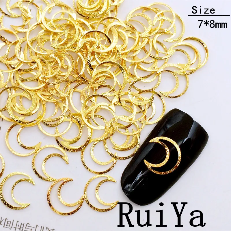 

100pcs Japanese Mix Rivets Gold Scrub Stud Charm 3D Nail Art Decoration Nail sticker Thin Hollow Moon Style Nail Accessories