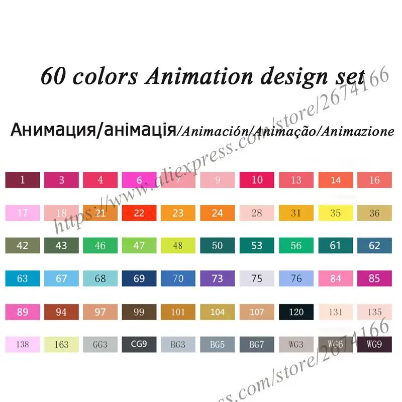 60 Color Animation NNRTS лазерный маркер 30/40/60/80/168 Цвета Ручка Кисть алкогольных жирной чернила на водной основе художественный маркер для манга двуглавый маркеры для эскизов - Цвет: 60 Color Animation