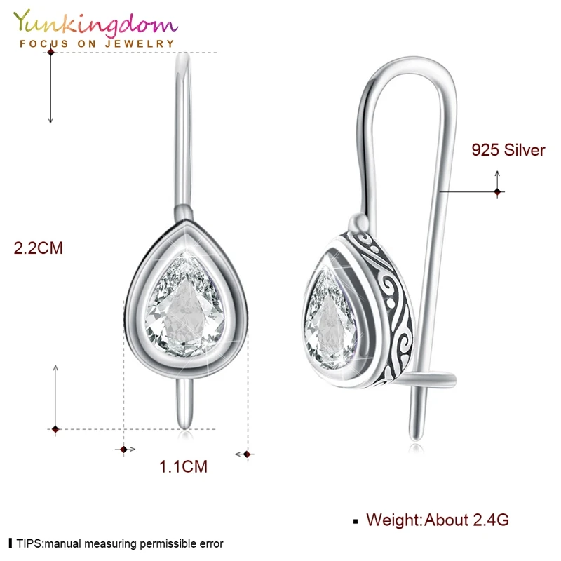 Yunkingdom 2018 новые серьги-гвоздики в форме капли воды 925 пробы серебряные ювелирные
