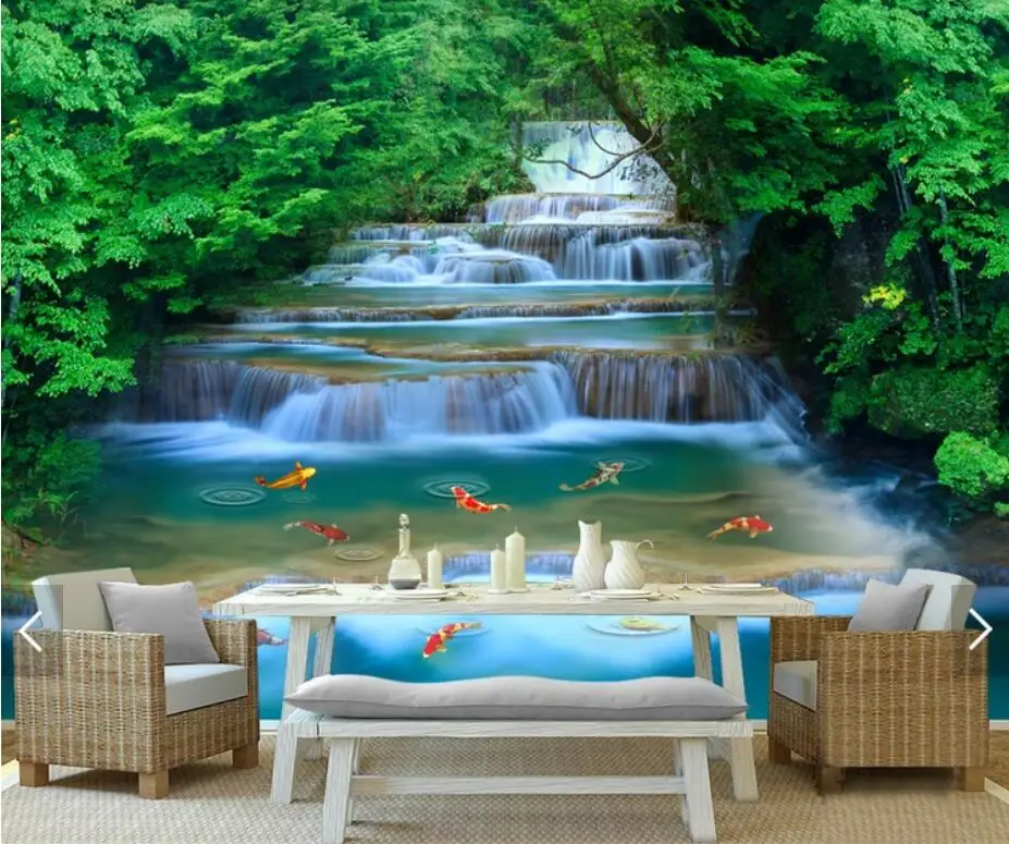 Фотообои с водопадом декоративная настенная 3D Бумага для стен Nature View Canvas HD фото