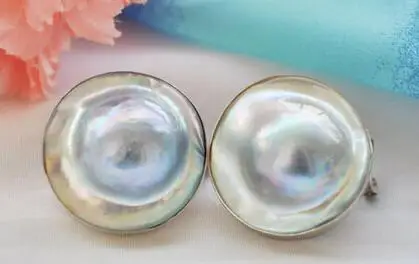 

Free shipping @ WOW Present 20mm Gray SOUTH SEA Mabe pearl earrings silver 925