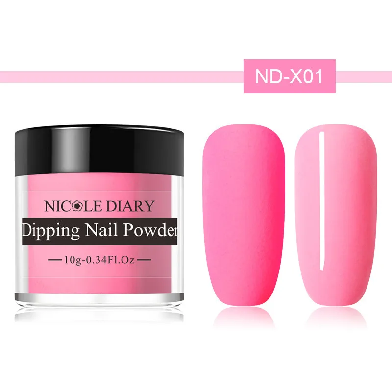 ND-X01 NICOLE DIARY 10 г, набор пудры для погружения ногтей, блестящая Порошковая голографическая пудра для маникюра, сухая хромированная пудра для украшения ногтей, гель - Цвет: ND-X01