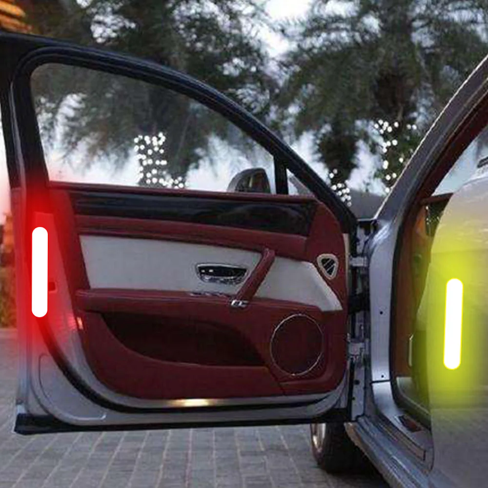 

2pcs Car Door Sticker Decal Warning Tape Car Reflective Stickers Reflective Strips Car-styling 4 Colors Safety Mark