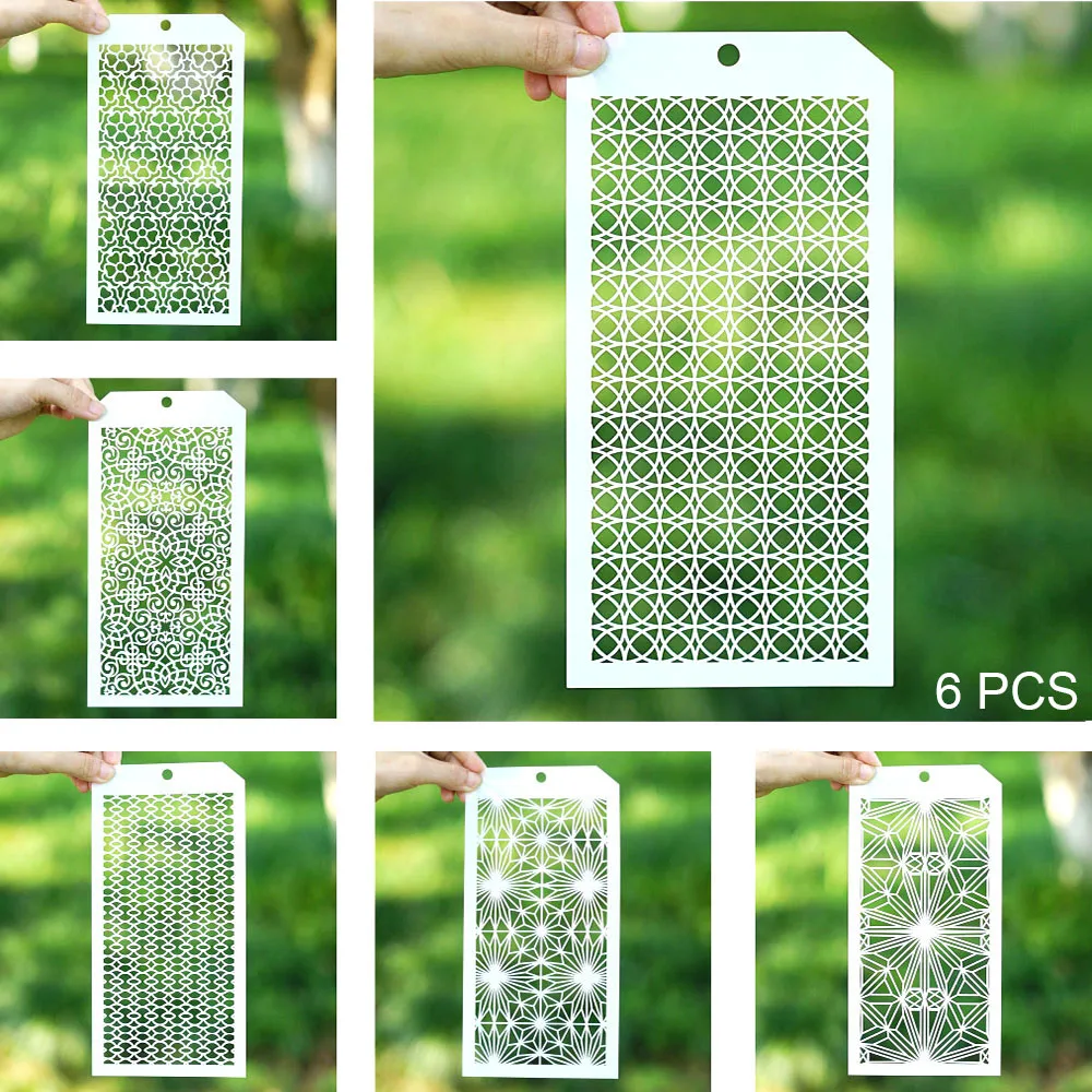 

6 PCS 12*24 cm Seamless Stencil for Scrapbooking Painting album Paper Card Making Craft Decorative Embossing Template