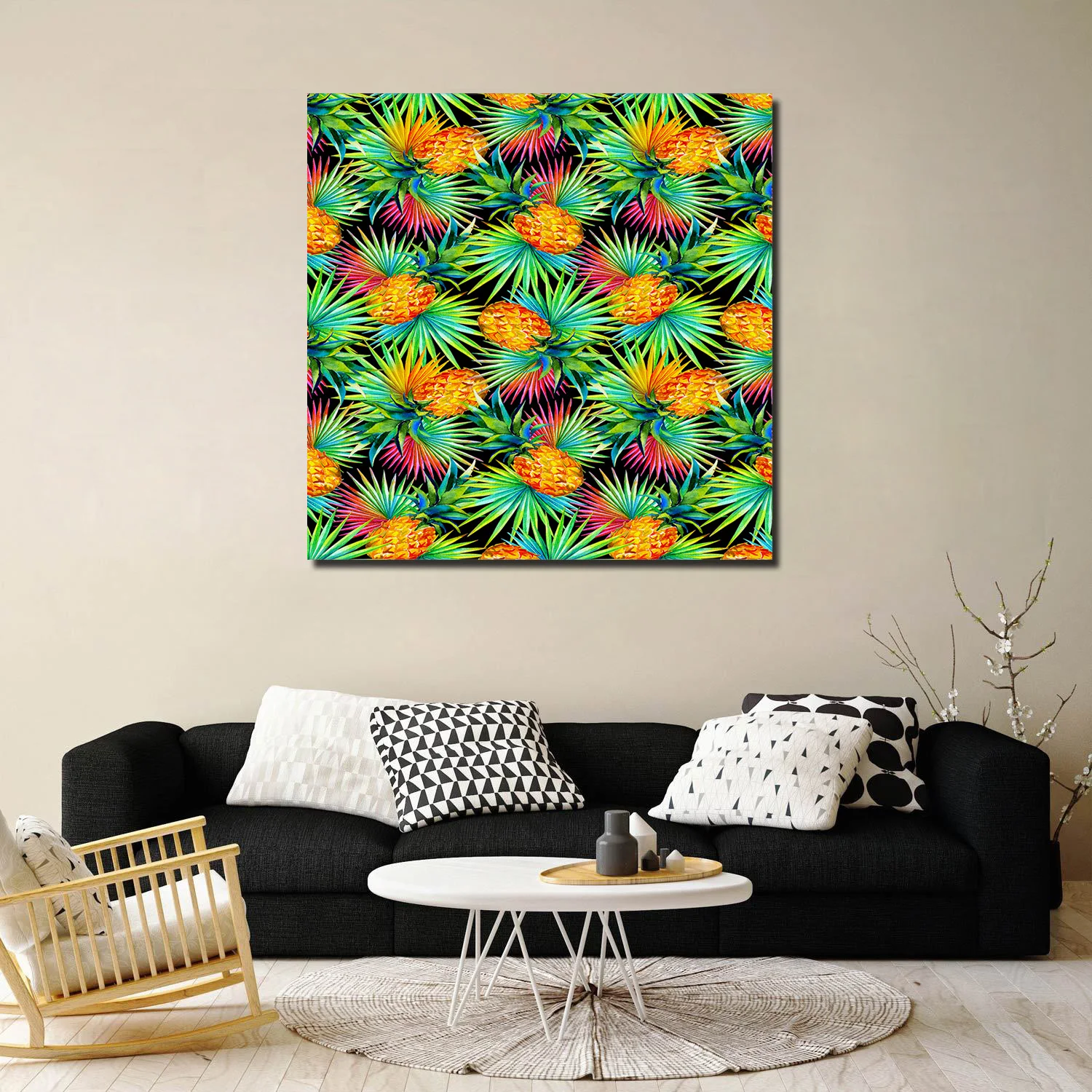 ArtStore Yellow Pineapple Fruits Oil Painting Contemporary Living Room Decoration Decor Stretched Landscape Frameless Paint | Дом и сад