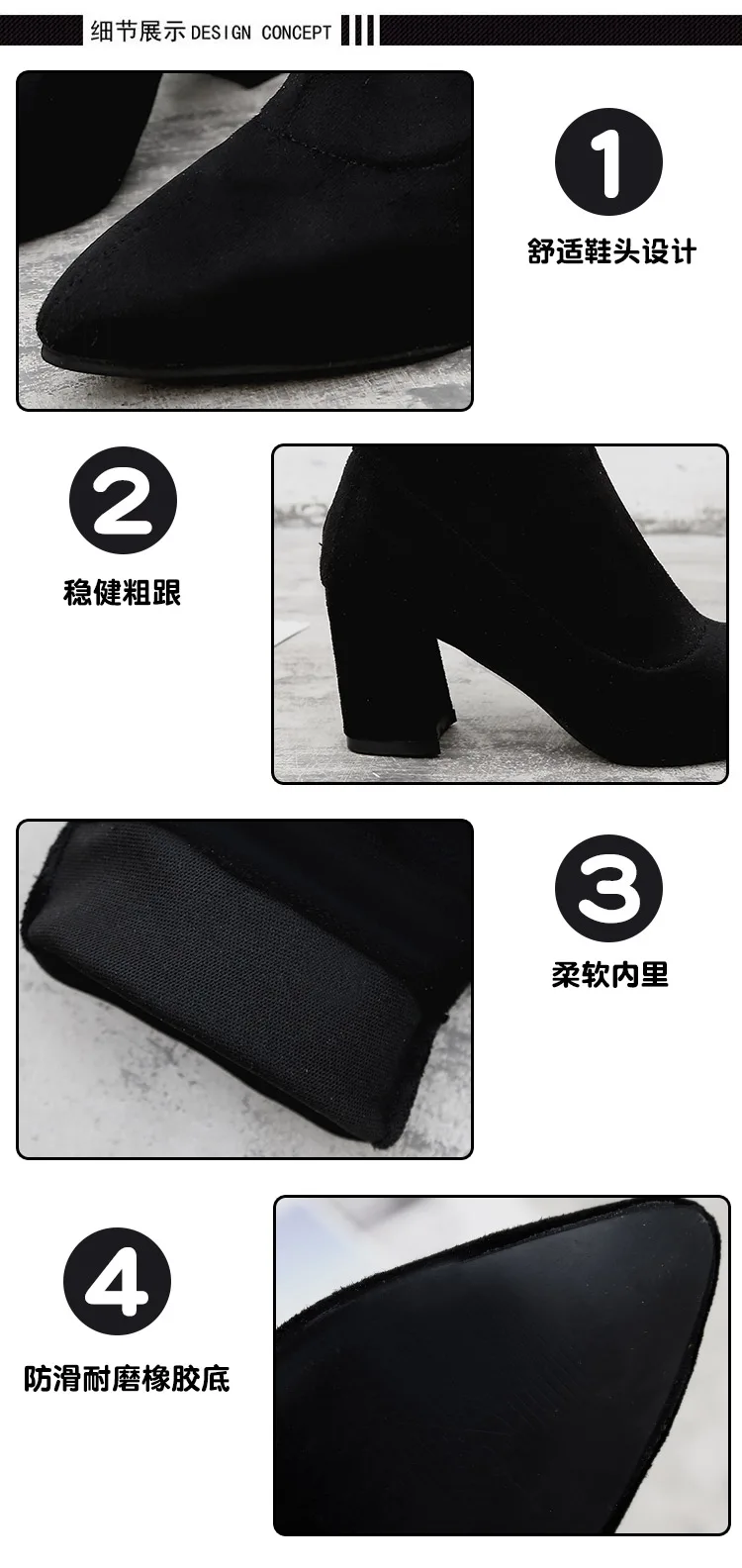winter new ladies wild black fashion Flock boots women casual comfortable sweet high heel boots Female boots mujer c74