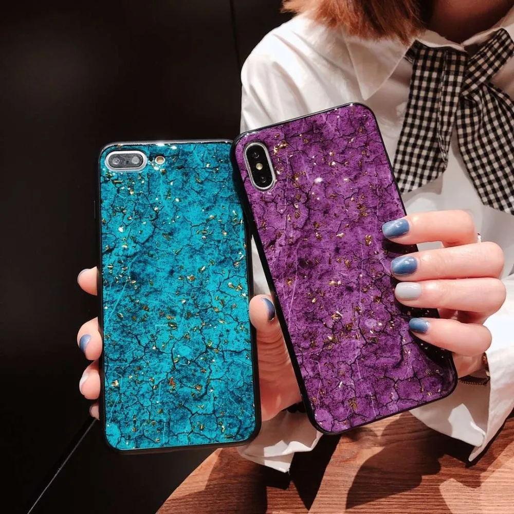ANJIRI мраморная капля золотой фольги чехол для iPhone X XS Max XR мягкий TPU телефон 7 8 6 6s Plus