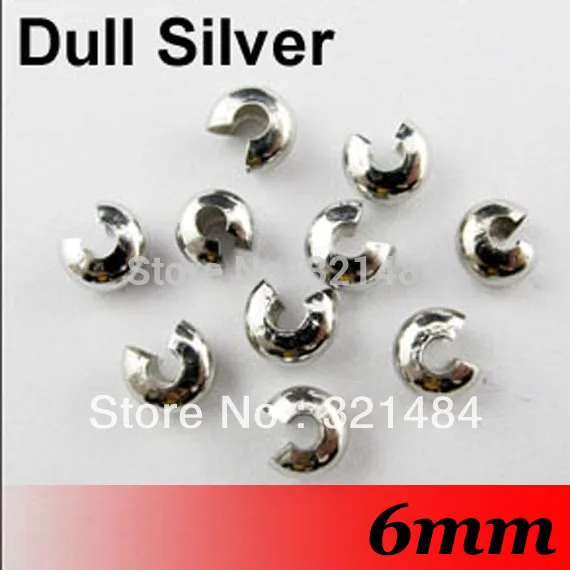 2000pcs 6mm Dull Silver Plated Crimp Covers End Crimp Beads Jewelry Findings Accessoreis