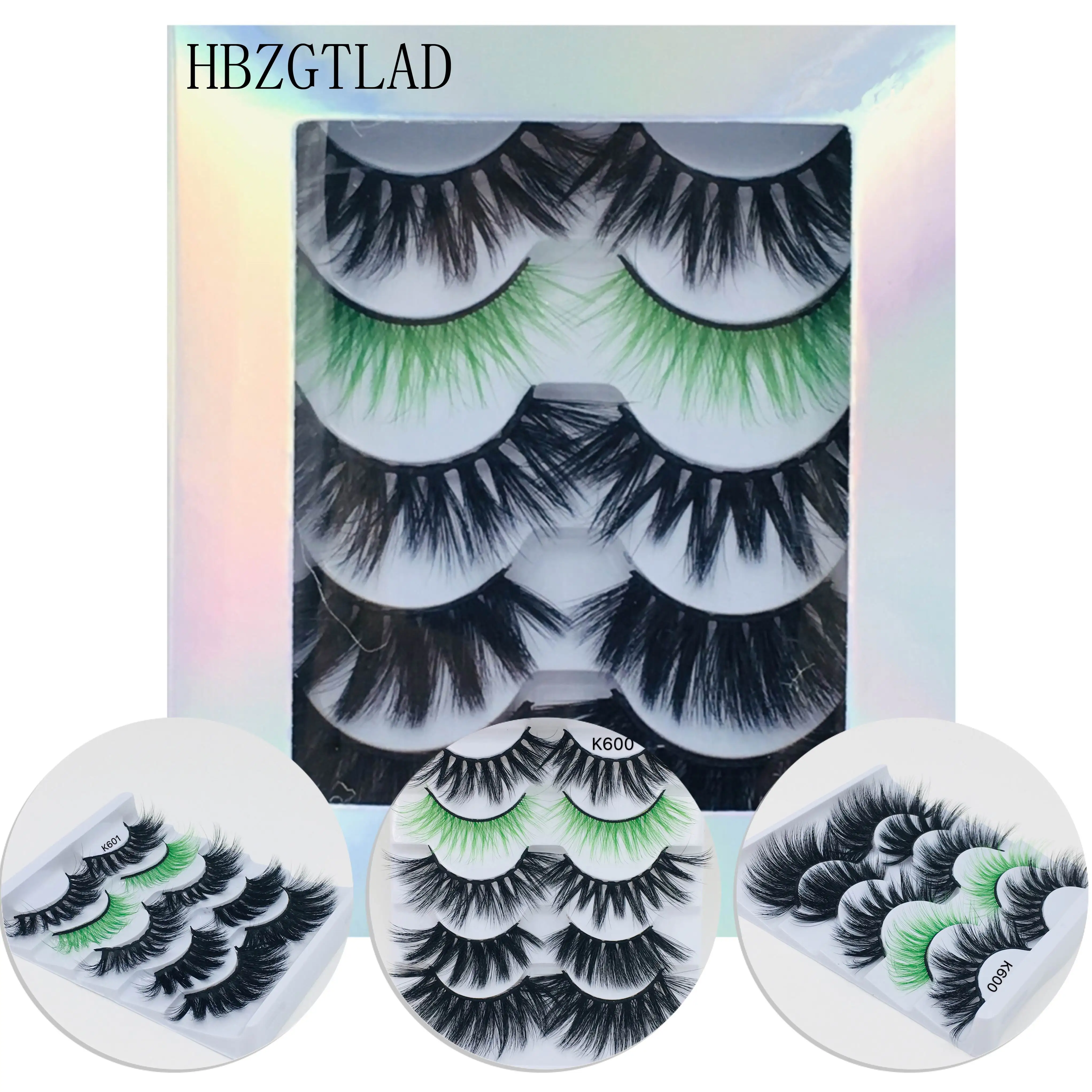 

5pair Colored black 3D Soft Mink Hair False Eyelashes Handmade Wispy Fluffy Long Lashes Natural Eye Makeup Tools Faux Eye Lashes