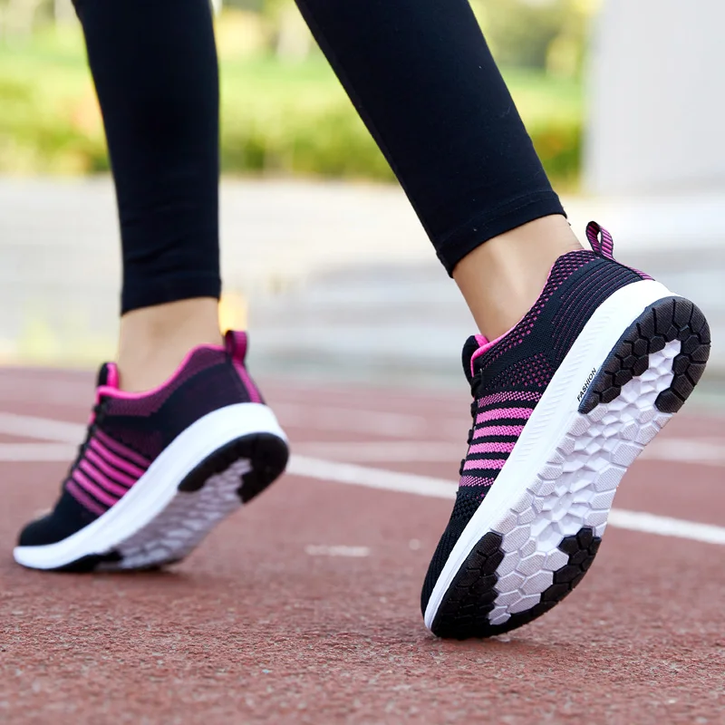 RECOISIN 2019 Autumn Sneakers Women Sport Shoes For Woman Lightweight Mesh Running Black Pink Walking Jogging Female | Спорт и