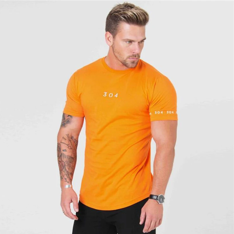Bodybuilding Training T-shirt New Patchwork Solid Cotton Top Tees Men Running Short Shirts Slim Crossfit Clothing JRDX019 | Спорт и
