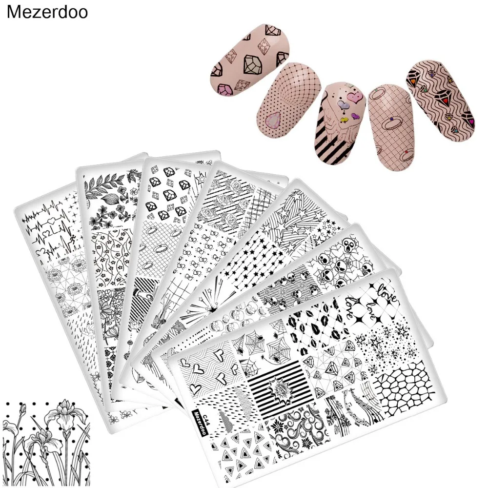 Наклейки с изображением черепа и цветов для маникюра|manicure templates|art stamping plateimage stamp |