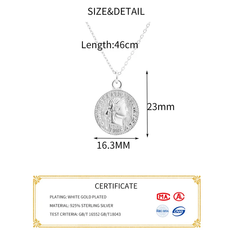 INZATT Настоящее 925 пробы Серебряное винтажное Новое круглое ожерелье с подвеской для портрета для женщин модные ювелирные изделия аксессуары