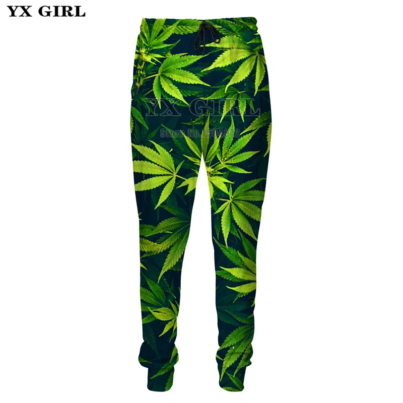 

Спортивные штаны YX для мужчин, с принтом зеленых листьев, в стиле хип-хоп, спортивные штаны для бега, тренировочные брюки из полиэстера