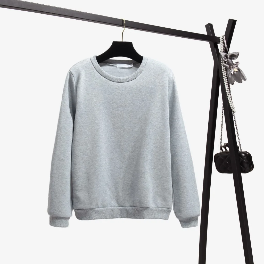 ZQLZ Pullovers O-neck Cotton Hoodies Women 2018 New Loose Solid Color Long Sleeve Hoodie Mujer Casual Sweatshirt Femme | Женская одежда