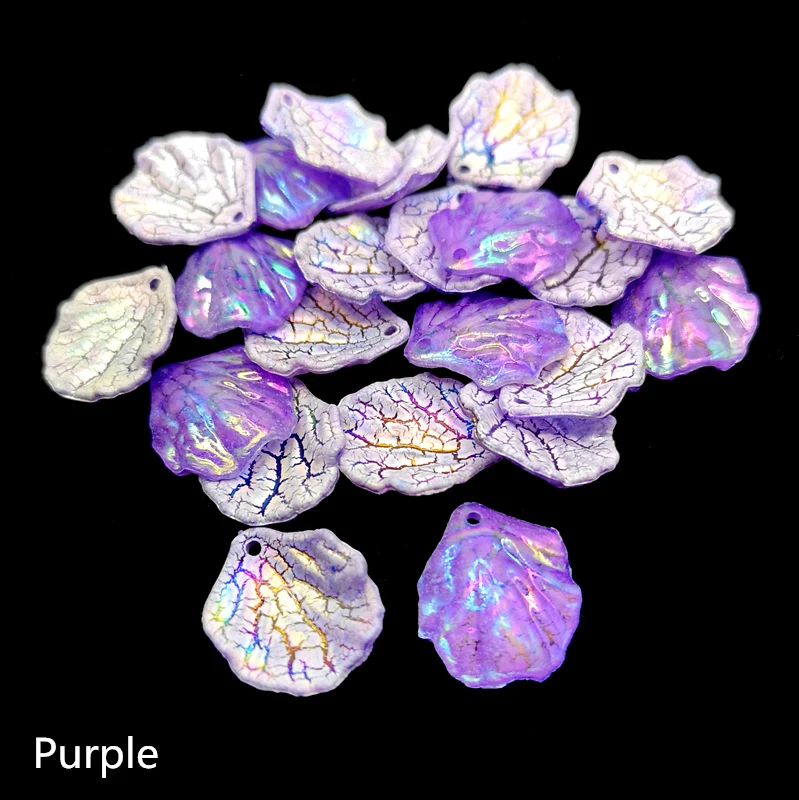 Purple 20 шт./лот, модные листья, бусины для сережек и подвесок, изготовление для изготовления украшений вручную, поделки своими руками - Цвет: Purple