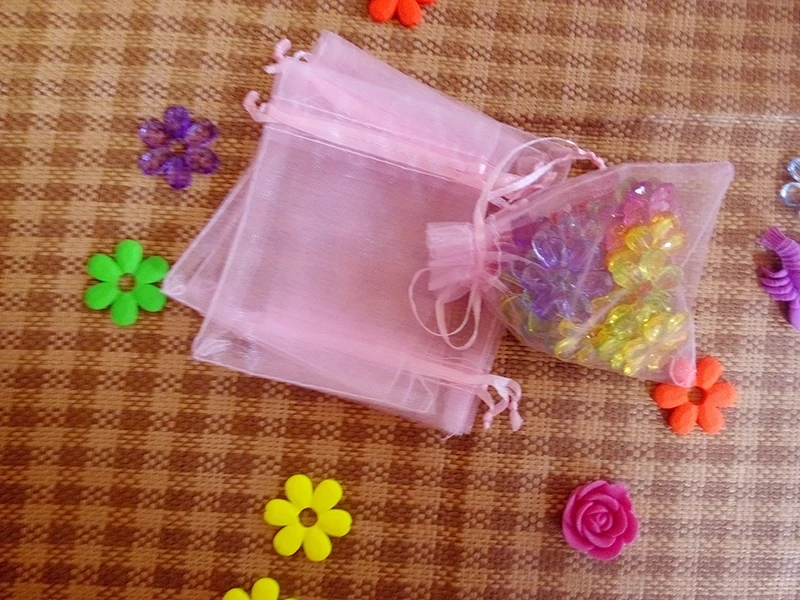 500pcs 17*23cm Pink Organza Gift Bag Jewelry Packaging Display Bags Drawstring Pouch For Bracelets/necklace/wed Mini Yarn Bag