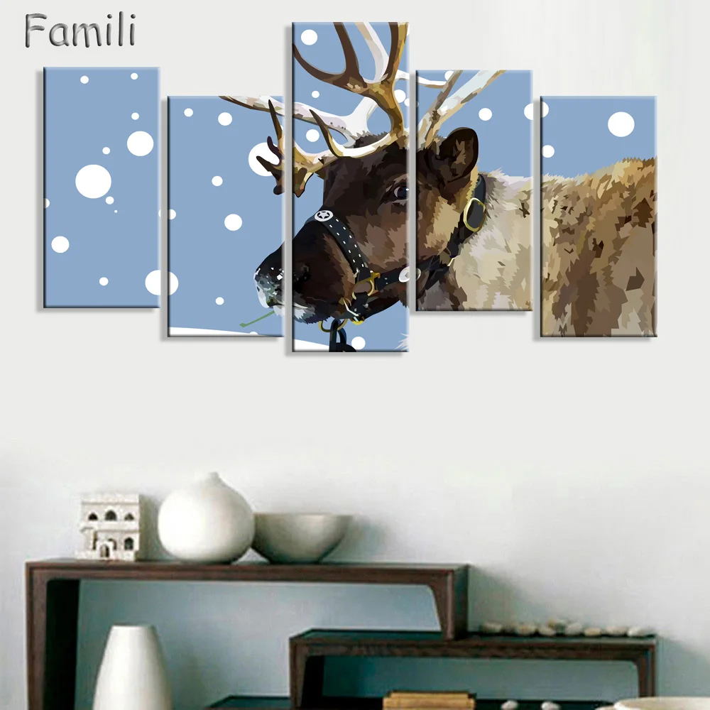 Зимняя картина с оленем 5 шт. оленем|canvas prints|deer picturedeer canvas print |