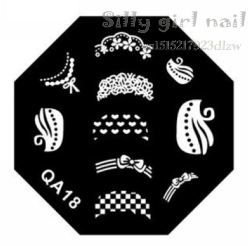Серия QA трафаретная штамповка шаблоны для рисования изображений DIY nail tools lace
