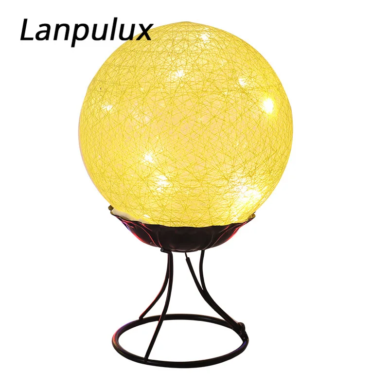 Lanpulux ротанговый шар ночник железная основа круглые теплые белые светильники