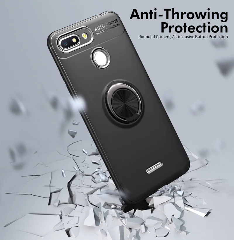 Чехол для Xiaomi Redmi 6 металлический с кольцом-подставкой противоударный | Чехлы